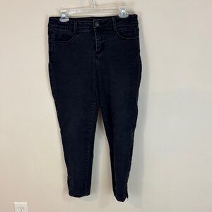Thorn Black Universal Stretch Skinny Jeans Zip Ankles with Bling  Size 10